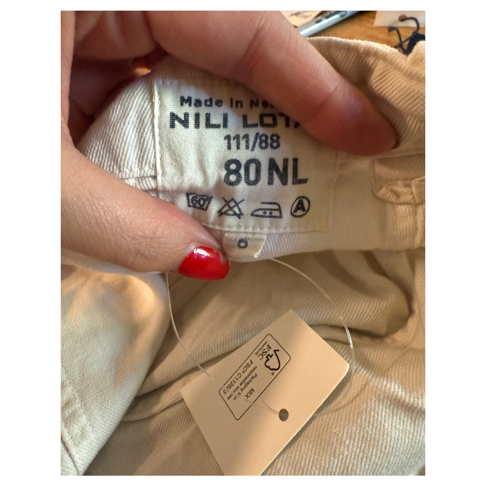 Nili Lotan 6 Linen Luna Pants $395 Drop Crotch Crop Cotton Slouchy Cream NWT - Picture 7 of 11